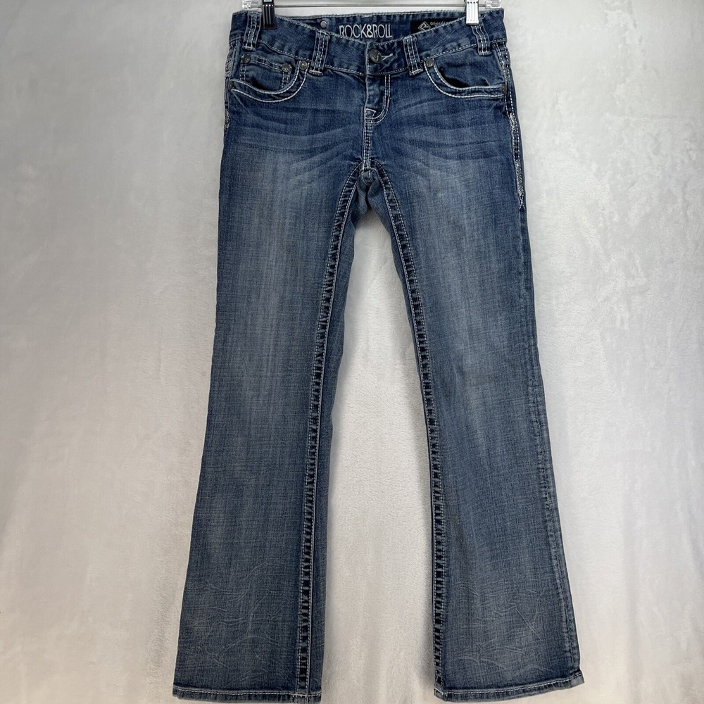 Rock & Roll Cowgirl Boot Cut Riding Original Low Rise Jeans Size 28 x 32 Western